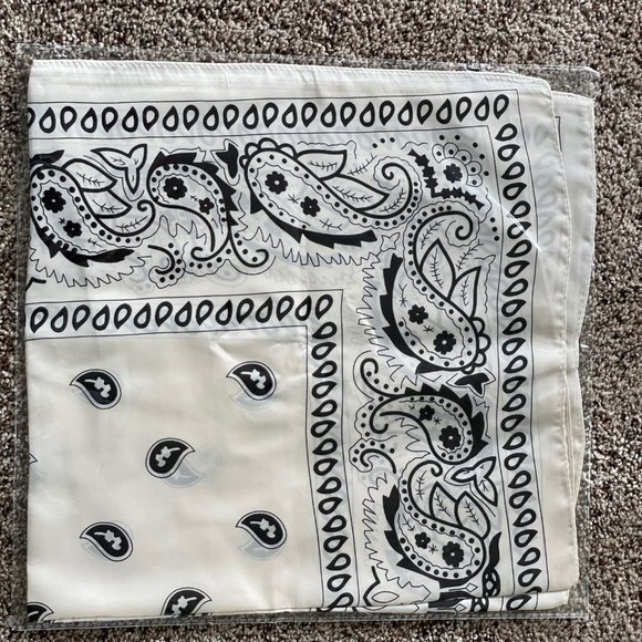 WHITE - Satin Headband Scarves Silk Feeling Bandana Boho Head Scarves - Picture 2 of 3